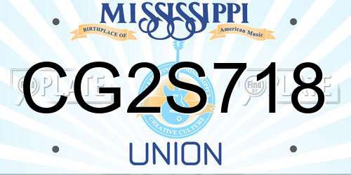 CG2S718 Mississippi License Plate