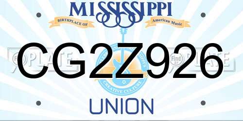 CG2Z926 Mississippi License Plate