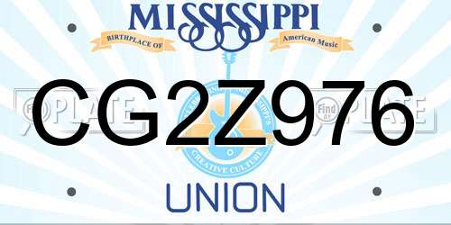 CG2Z976 Mississippi License Plate