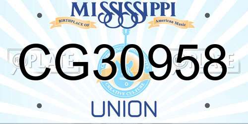 CG30958 Mississippi License Plate