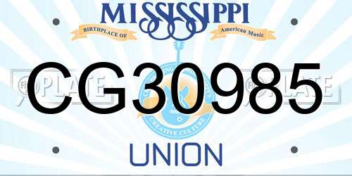 CG30985 Mississippi License Plate