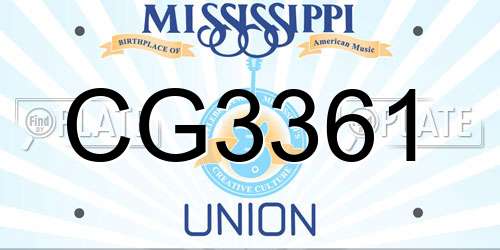CG3361 Mississippi License Plate