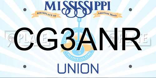 CG3ANR Mississippi License Plate