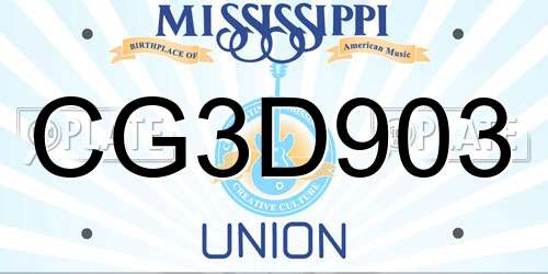 CG3D903 Mississippi License Plate