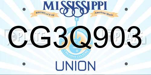CG3Q903 Mississippi License Plate