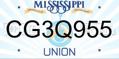 CG3Q955 Mississippi License Plate