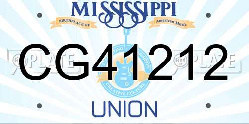 CG41212 Mississippi License Plate