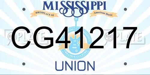 CG41217 Mississippi License Plate