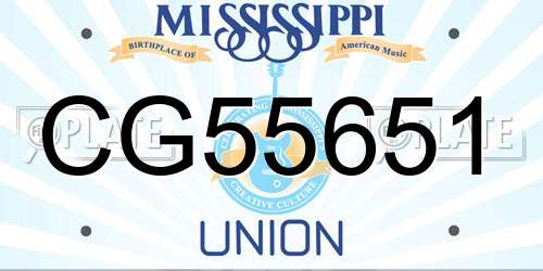 CG55651 Mississippi License Plate