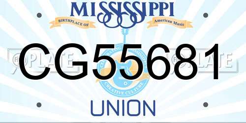 CG55681 Mississippi License Plate