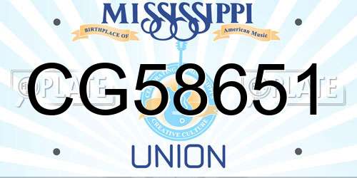 CG58651 Mississippi License Plate
