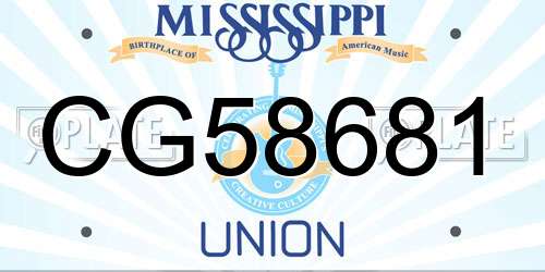 CG58681 Mississippi License Plate