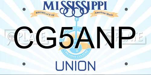 CG5ANP Mississippi License Plate