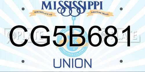 CG5B681 Mississippi License Plate
