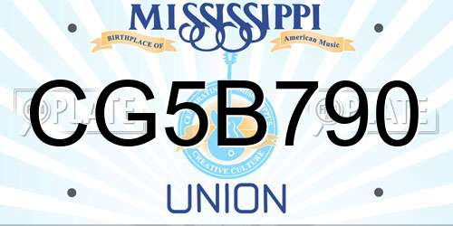 CG5B790 Mississippi License Plate