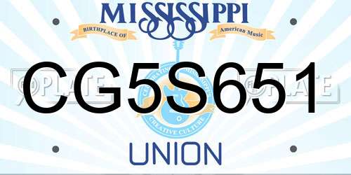 CG5S651 Mississippi License Plate