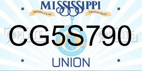 CG5S790 Mississippi License Plate