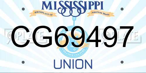 CG69497 Mississippi License Plate