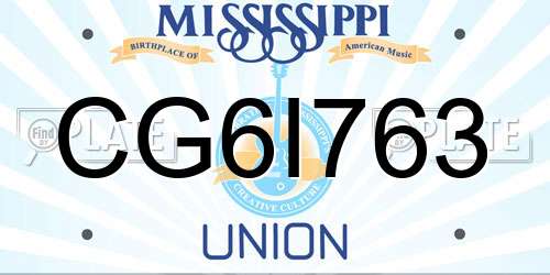 CG6I763 Mississippi License Plate