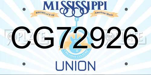 CG72926 Mississippi License Plate