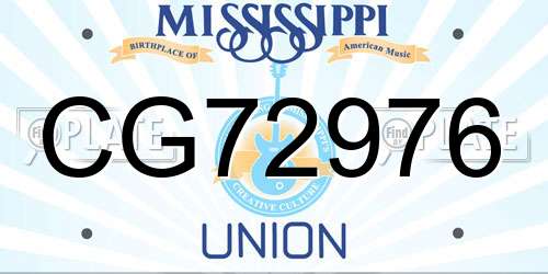 CG72976 Mississippi License Plate