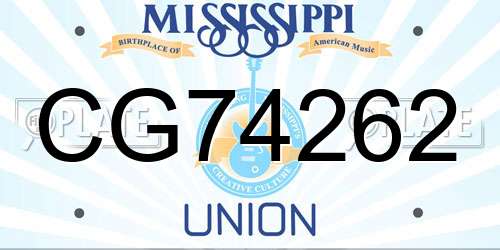 CG74262 Mississippi License Plate
