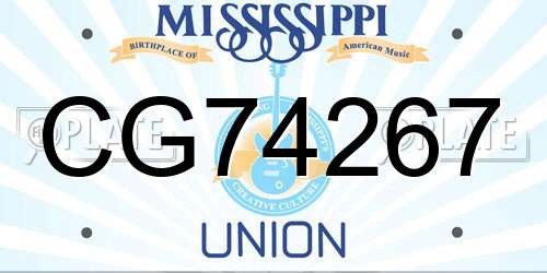 CG74267 Mississippi License Plate