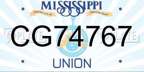 CG74767 Mississippi License Plate