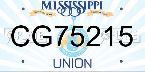 CG75215 Mississippi License Plate