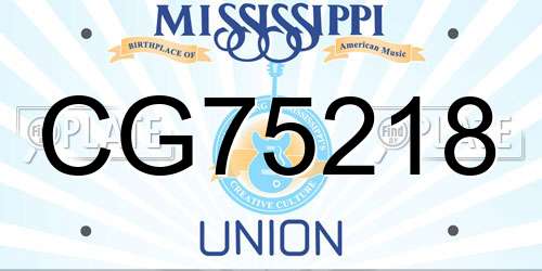 CG75218 Mississippi License Plate