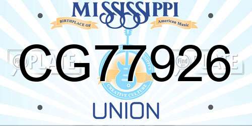 CG77926 Mississippi License Plate