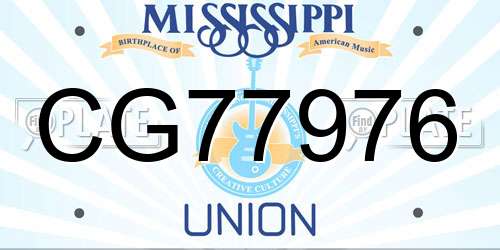 CG77976 Mississippi License Plate