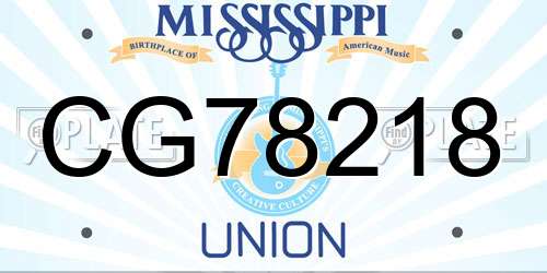 CG78218 Mississippi License Plate