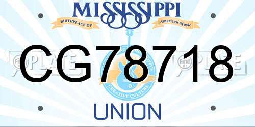 CG78718 Mississippi License Plate