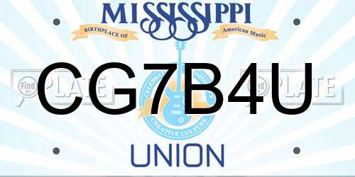 CG7B4U Mississippi License Plate