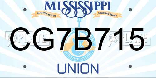 CG7B715 Mississippi License Plate
