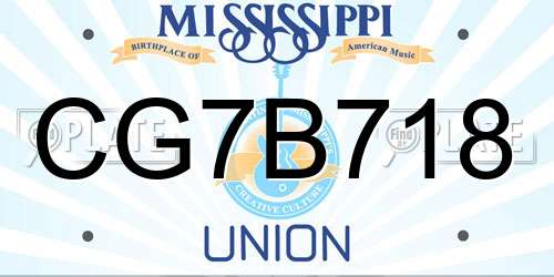 CG7B718 Mississippi License Plate