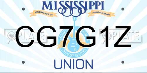 CG7G1Z Mississippi License Plate