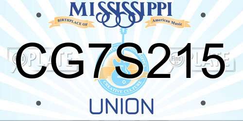CG7S215 Mississippi License Plate