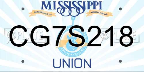 CG7S218 Mississippi License Plate