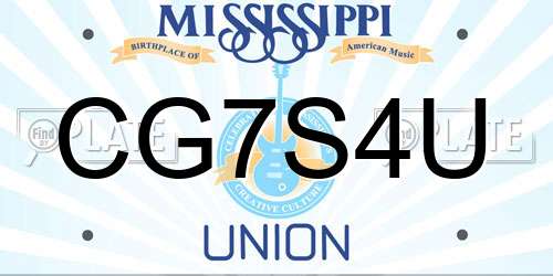 CG7S4U Mississippi License Plate