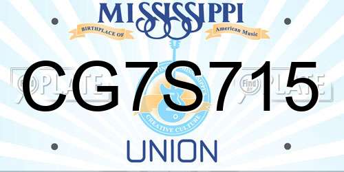 CG7S715 Mississippi License Plate