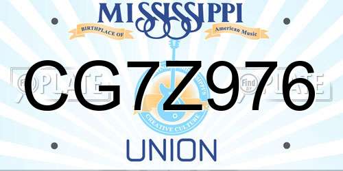 CG7Z976 Mississippi License Plate
