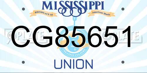 CG85651 Mississippi License Plate