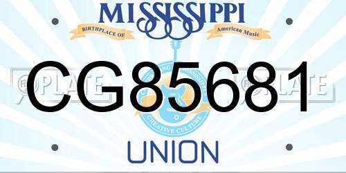 CG85681 Mississippi License Plate