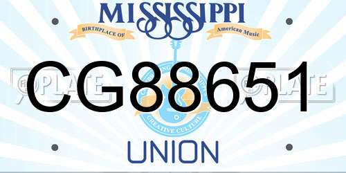 CG88651 Mississippi License Plate