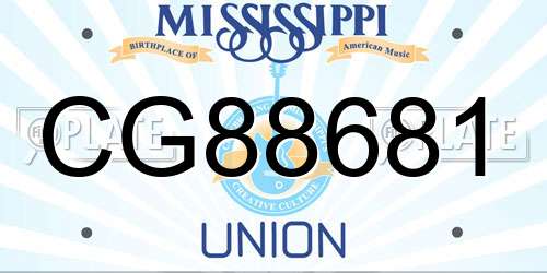 CG88681 Mississippi License Plate