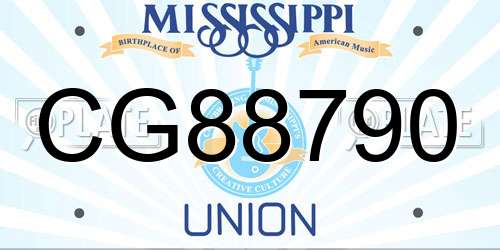 CG88790 Mississippi License Plate