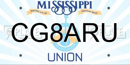CG8ARU Mississippi License Plate