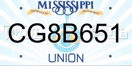 CG8B651 Mississippi License Plate